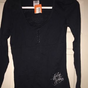 Ladies Long Sleeved Rhinestone & Keyhole shirt